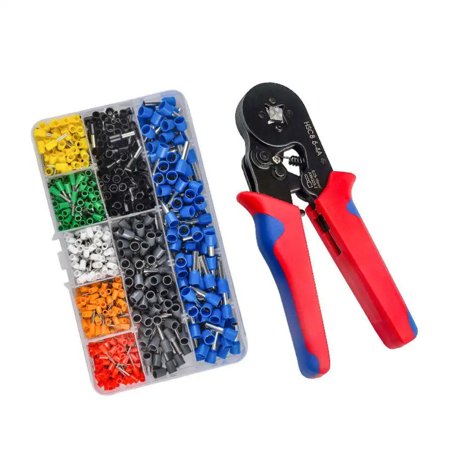

HSC8 6-4 AWG23-7 Wire Hand Crimping Tool Crimper Pliers Kit With 1200 PCS Insulated Terminal