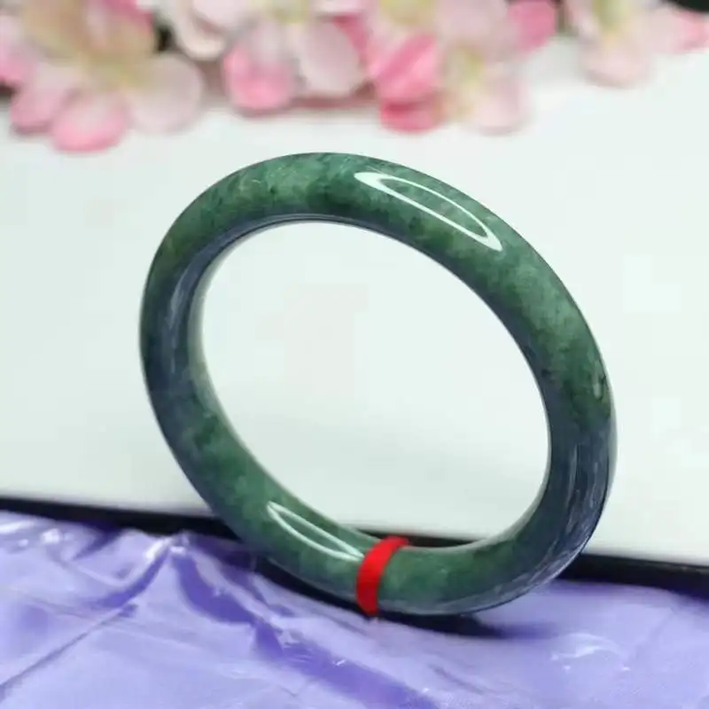 

Live Delivery Myanmar Mine Timber Jade Full Green Round Bar Bracelet Family Treasure Jade Bracelet Jade jadeite Gift