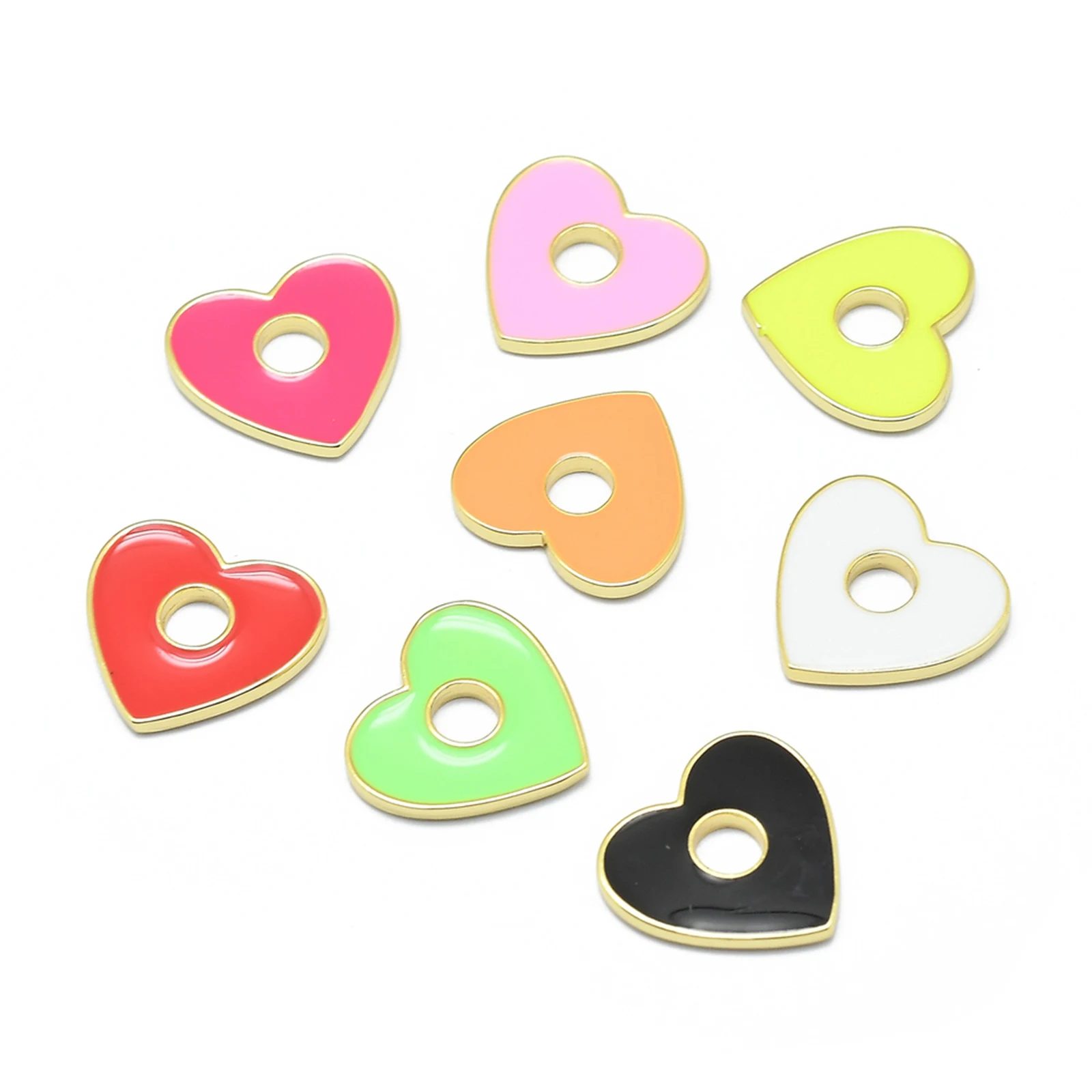 

PandaHall Heart Real 18K Gold Plated Brass Enamel Pendants