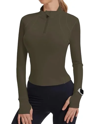 半Zipper Long Sleeve瑜伽Top