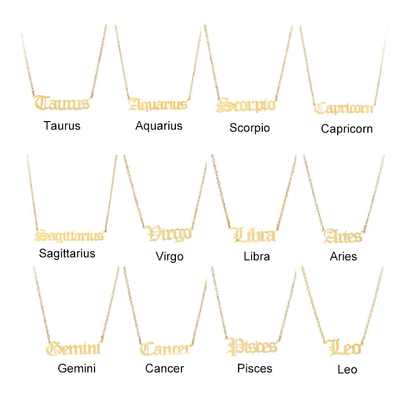 

Stainless steel star sign zodiac coin pendant necklace