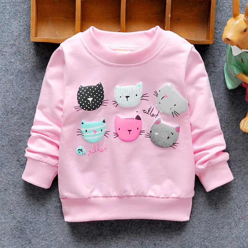 

JACKETOWN Baby Girls Sweatshirts Children Hoodies 6 Cats Sweater Kids Clothes