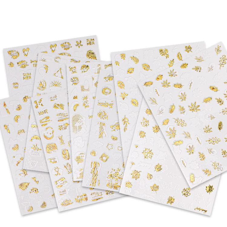 

Mixed Nail Stickers Decals, Multicolor Flower Hawaiian Palm Leaves 3D Nail Art Stickers Self-Adhesive Nail Tips Decorations
