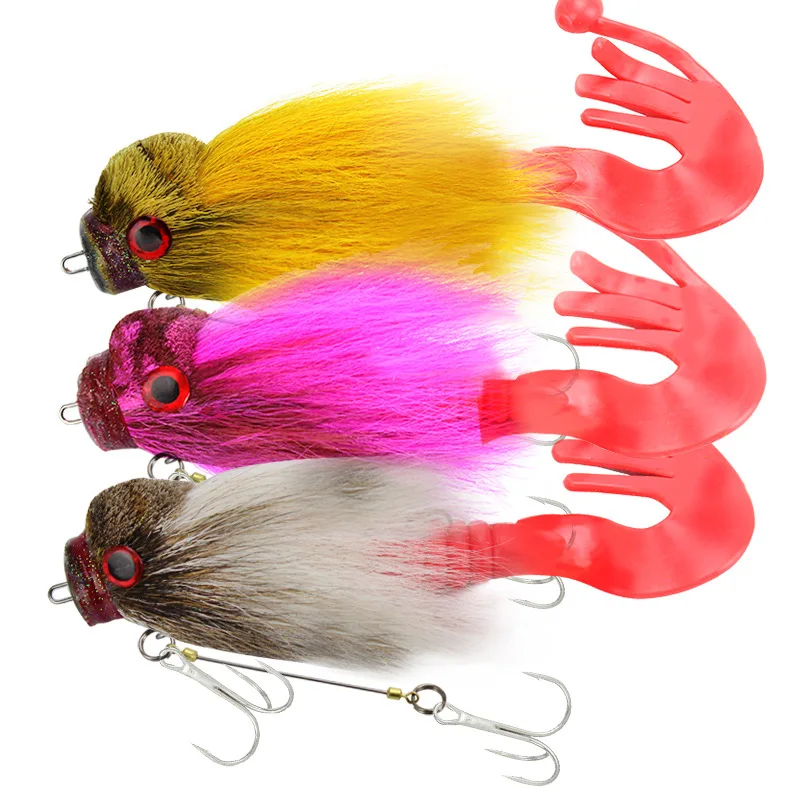 

22cm85g sea fishing wire double hook simulation water mouse bait feather soft bait