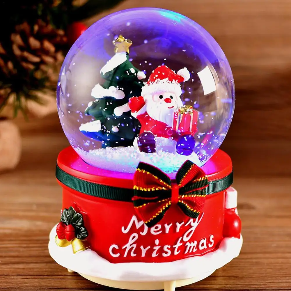Estilo de Cinta Uonlytech Bola de Nieve Musical de Navidad Caja de música de Cristal del Copo de Nieve Bola de Agua led para Regalos de Amigos de Familia niños 