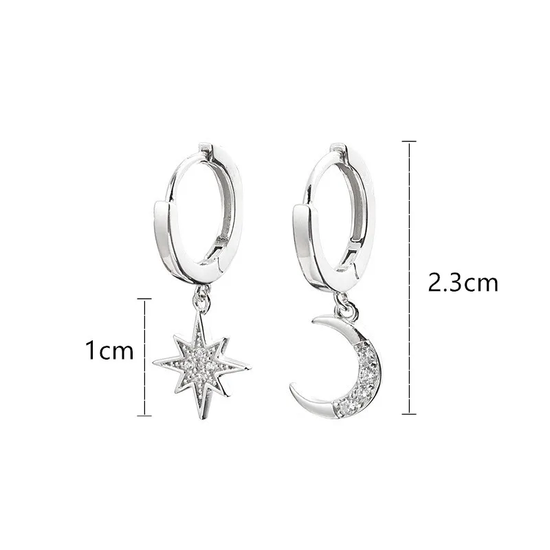 

New Arrival Fashion Classic Geometric Women 14K Gold Plating Earring Asymmetric Earrings Of Star And Moon Jewelry Manufacturer