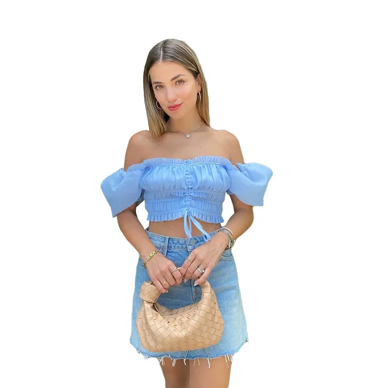 

2020 new arrival summer collection women off shoulder corset crop top Short slim mini ladies top blouse