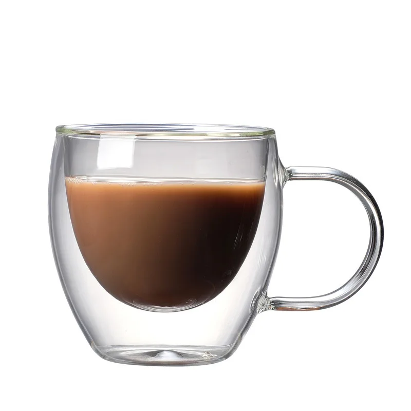 

Creative 250ml 350ml Clear Glasses Coffee Mug Gift Tea Beer Transparent Love Cup Heart Shaped Double Wall Glass Mugs
