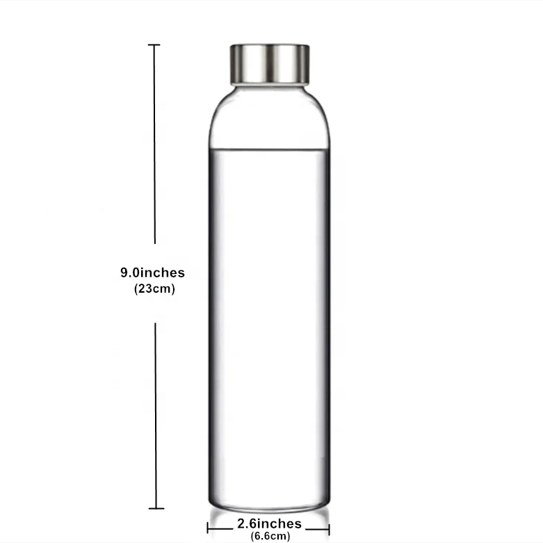 

18oz/550ml High Quality private label drinking Bottles, Custom glass water bottle with protective sleeve