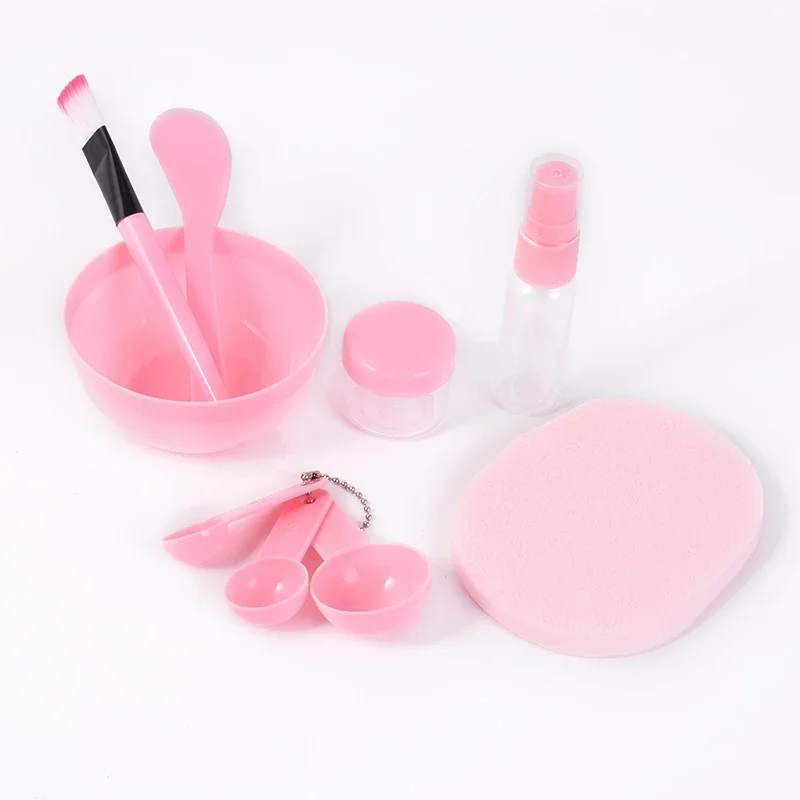 

9/Pcs Facial Full DIY Beauty Tools Facial Mixing Spoon Stick Tool Face Care Kit Wholesale Pink Mask Bowl Brush Set