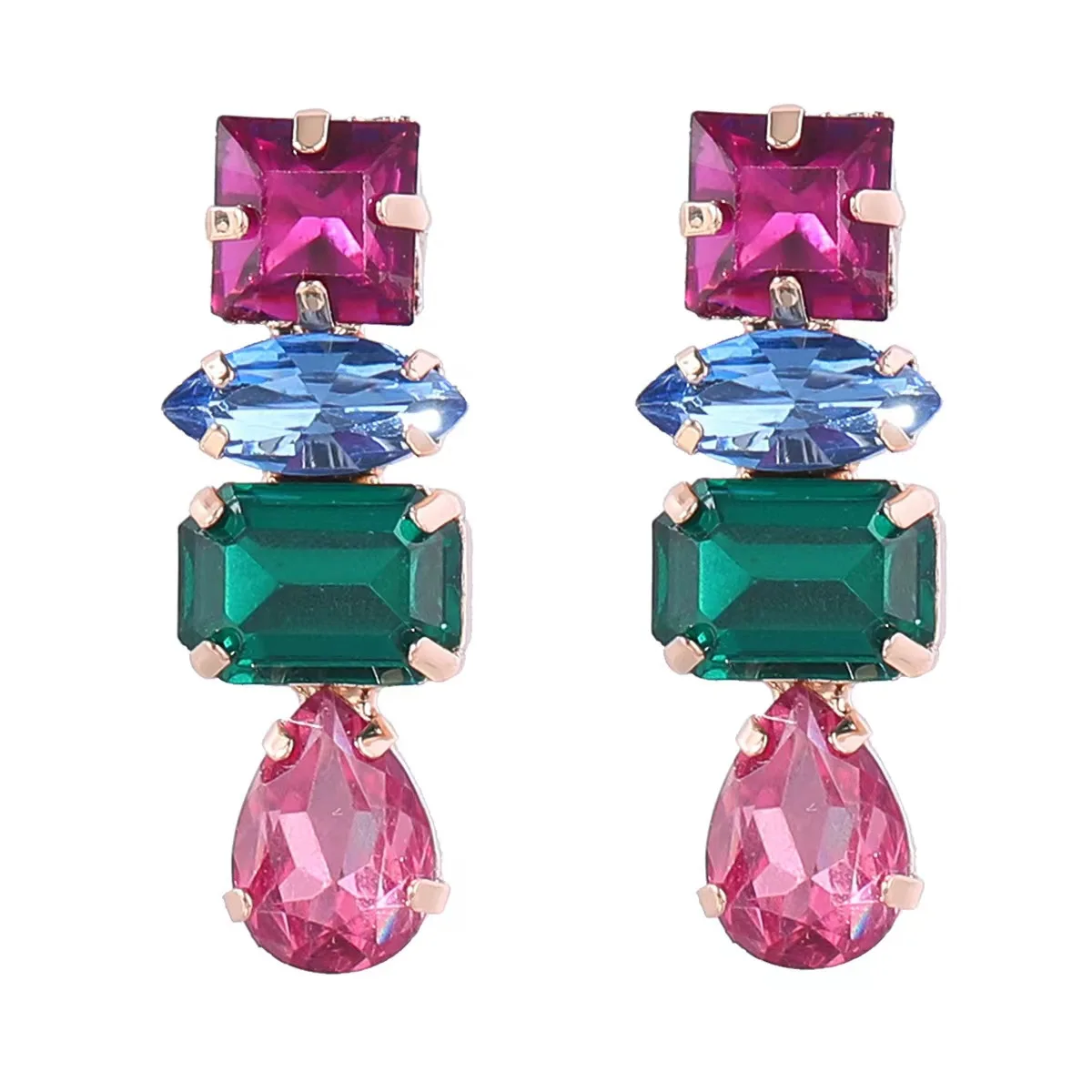 

Multi-layer geometric glass Diamond geometric earrings fashionable earrings