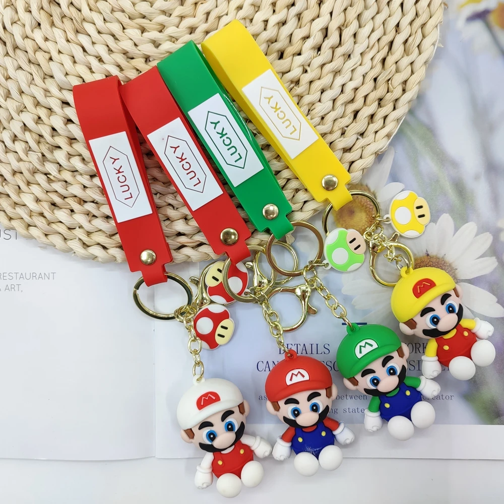 

New Cute Mario PVC Key Chain doll Cartoon Super Mario Gift Pendant 3D Cartoon Figure Key Chain