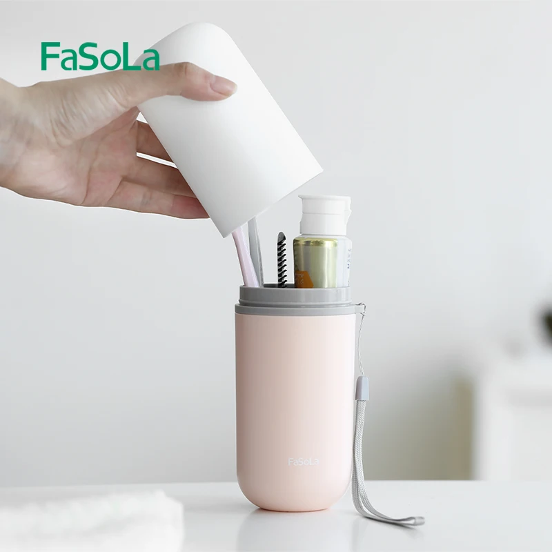 

Toothbrush wash cup for travel Portable Business Trips Travel Toothpaste Case Travel wash cup, Blue and pink