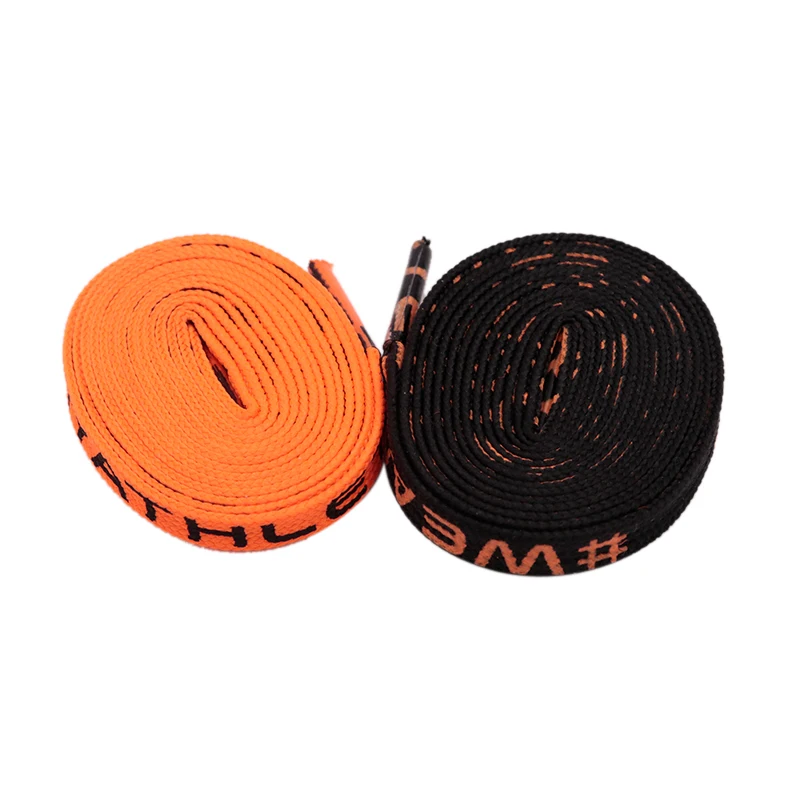 

Coolstring Professional Laces Supplier Support Custom Design Logo And Color With Tip 0.8cm Width Flat Orange Printed Shoe Laces, Customized
