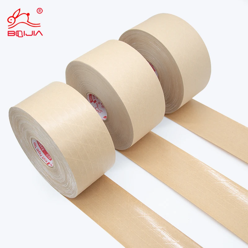 Custom Eco Friendly Printable High-adhesive Tensile Strength Enhanced Water Activated Kraft Paper Tape