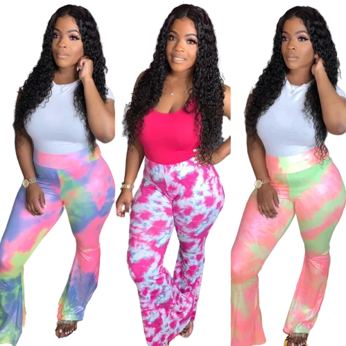 

Hot Sale Bell Bottoms Pants Women Tie Dye Flared Pants Women Comfortable Plus Size Pants