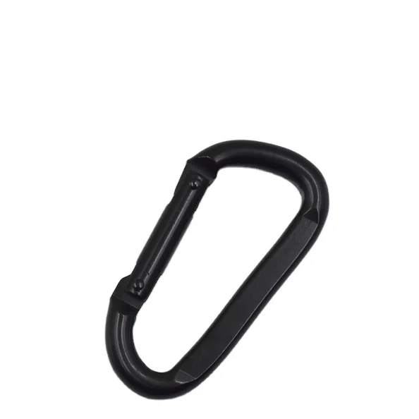 
D-shaped Black Flat Carabiner Spring Snap Hook ZInc Plated Rigging 