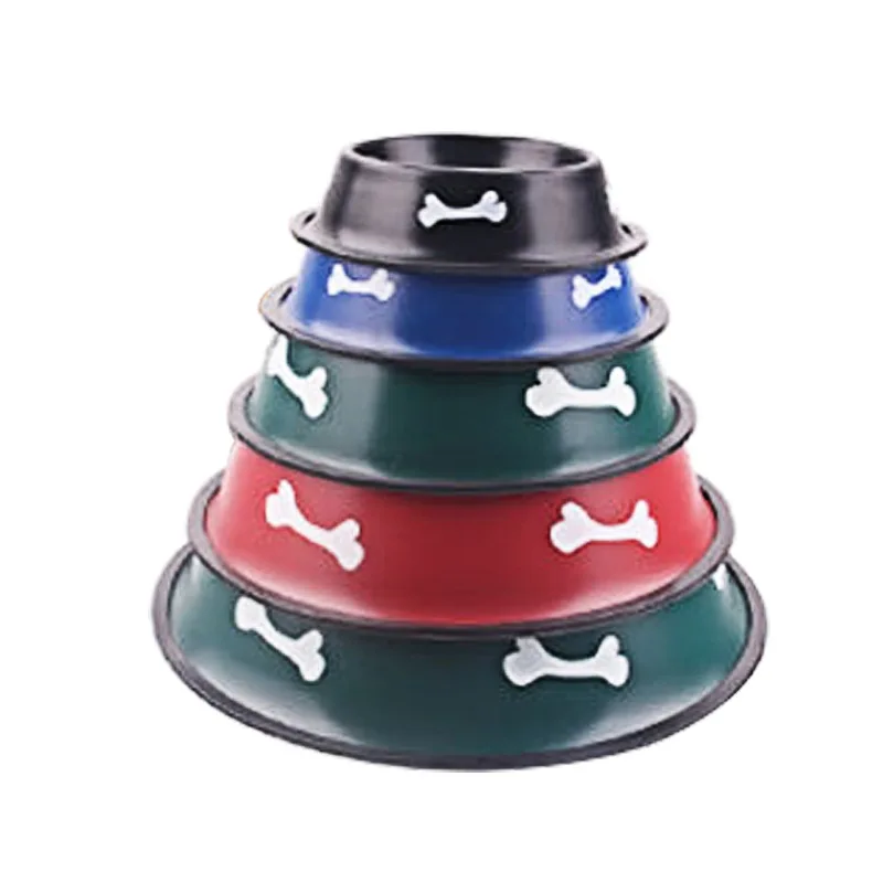 

Colorful Cartoon Painted Anti-skid Drinking Feeder Stainless Steel Dog Cat Pet Bowl Food Utensils