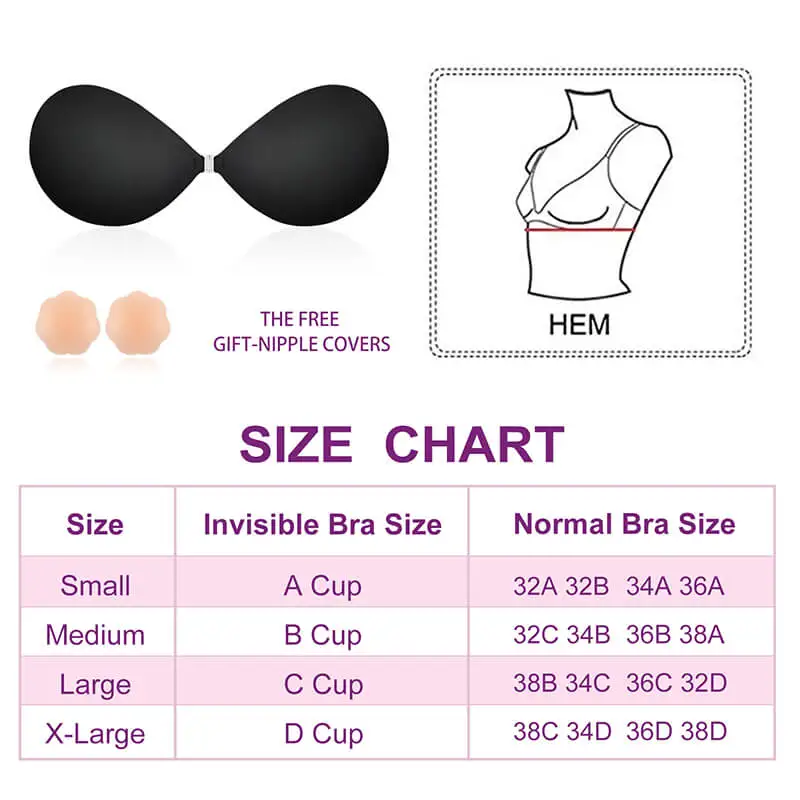 Women Sexy Strapless Bra Breathable Backless Push Up Invisible Self ...