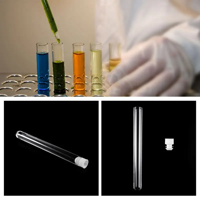 

10 Pcs Plastic Test Tubes Lab Test Tool With Screw Cap Transparent 15 * 150mm