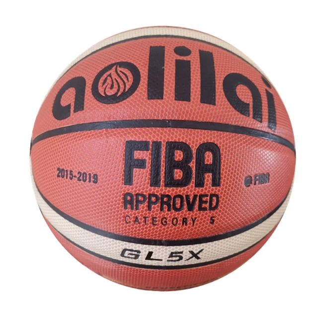 

Manufacturer Chinese Factory GL5X Bola de Cesto 12 Panels PU Leather Customized Outdoor Basketball, Black orange