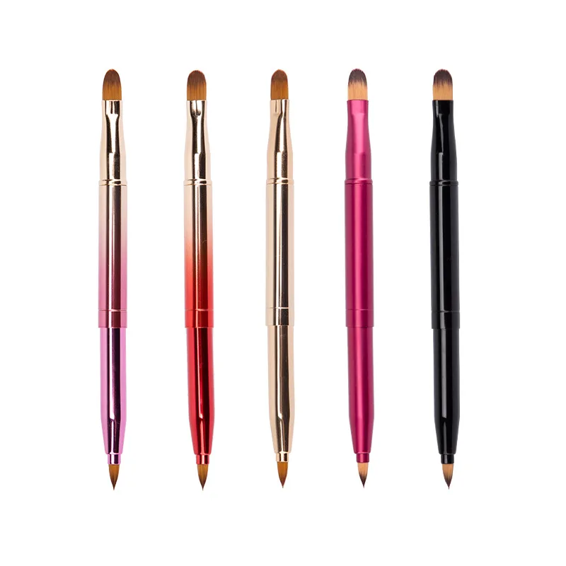 

New telescopic double lip brush, portable Concealer lipstick brush multifunctional eye shadow lip enamel brush, beauty dressing, As shown