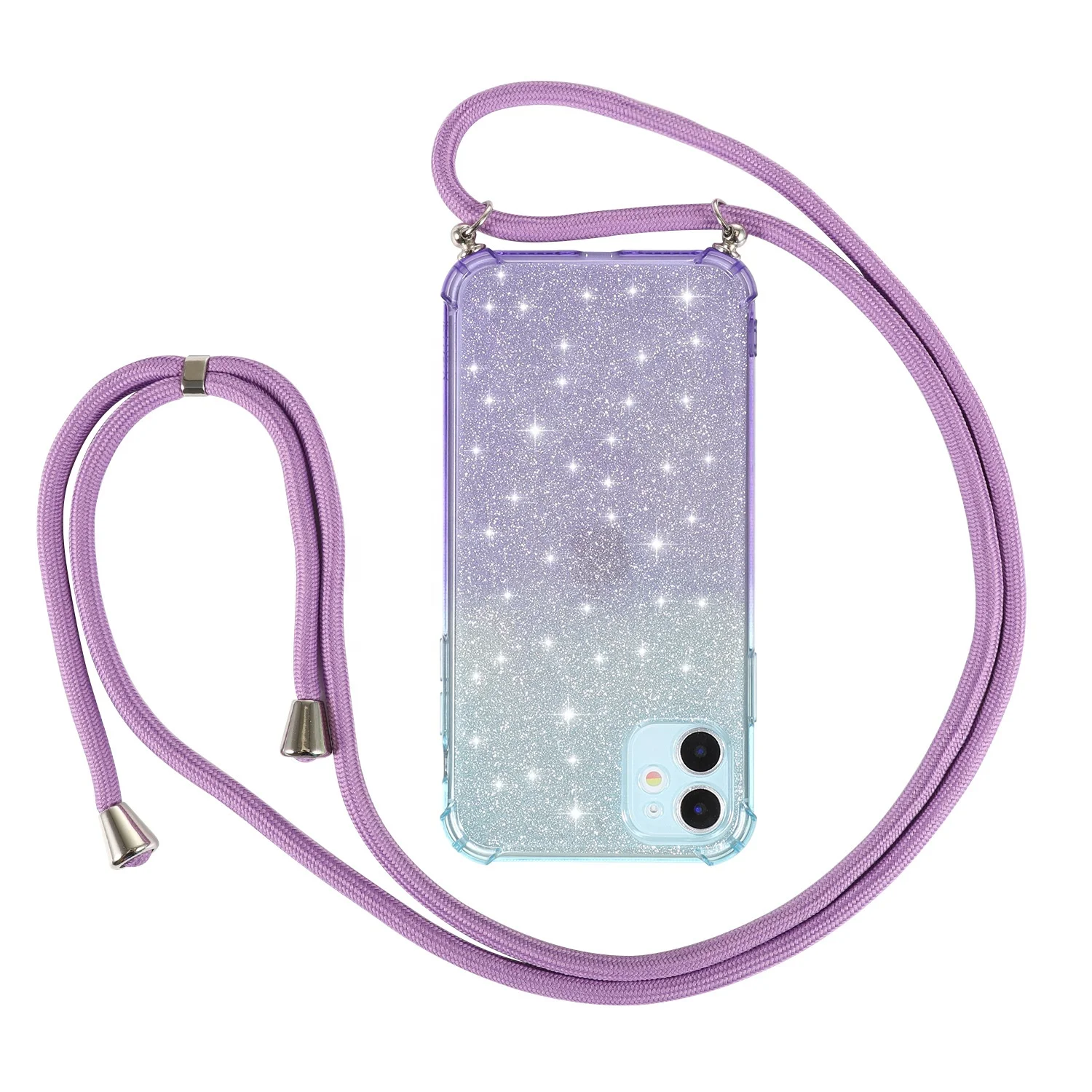 

New Design Transparent soft Shell Gradient Color For iphone12 Cover Starry Sky Phone Case With Lanyard