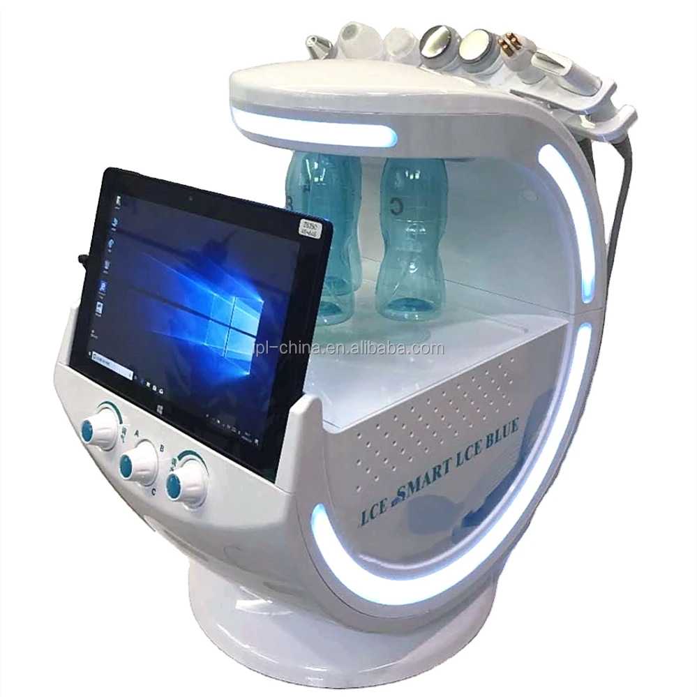 

2021 beauty trends intelligent ice blue microdermabrasion hydro-facial machine skin peeling with skin scanner analyzer, White