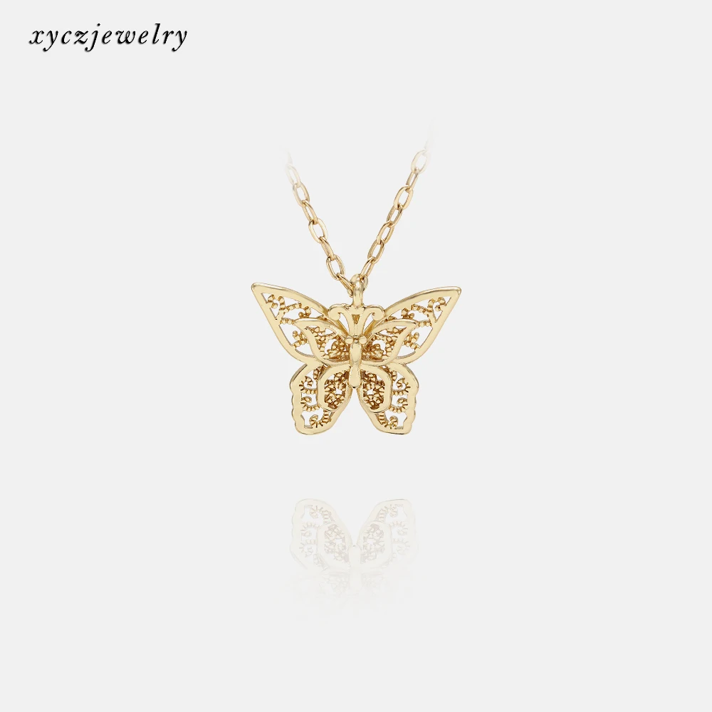 

Simple and elegant brass jewelry charm pendant butterfly necklace