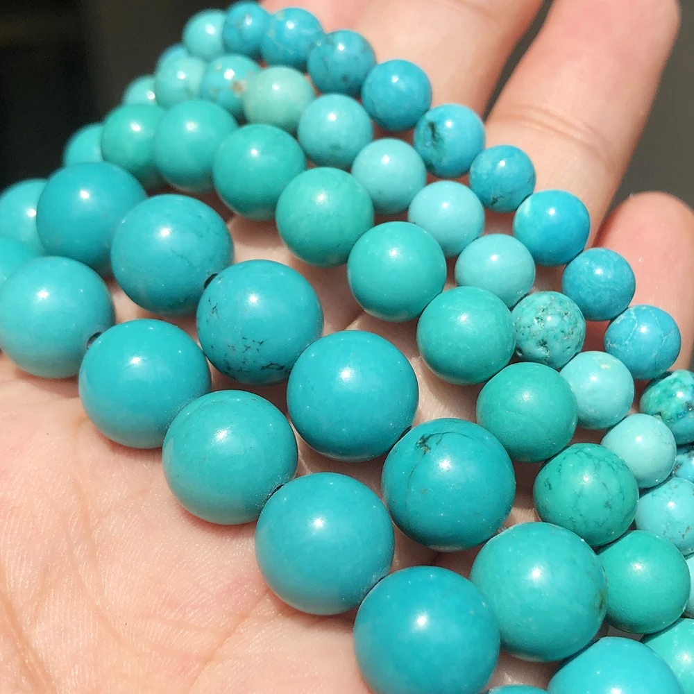 

Smooth 4-12MM Natural Blue Turquoises Stone Loose Beads for Jewelry Bracelet Handmade DIY