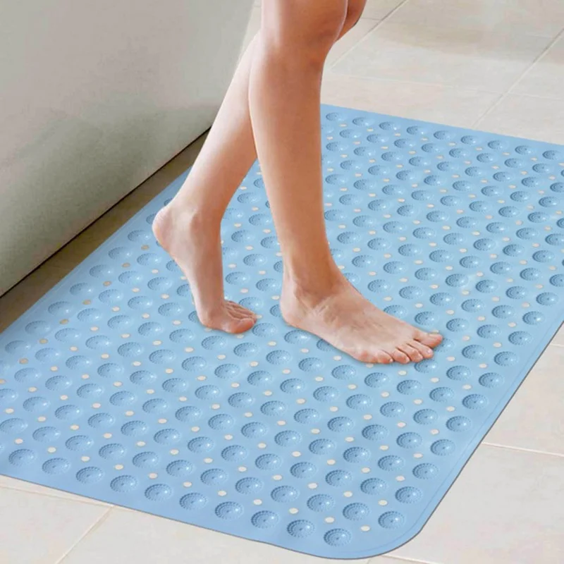 

High Quality Bathroom Tub Shower Foot Massage Anti Slip Silicone Bath Mat with Strong Suction Cups, Green, blue, pink, yellow, white