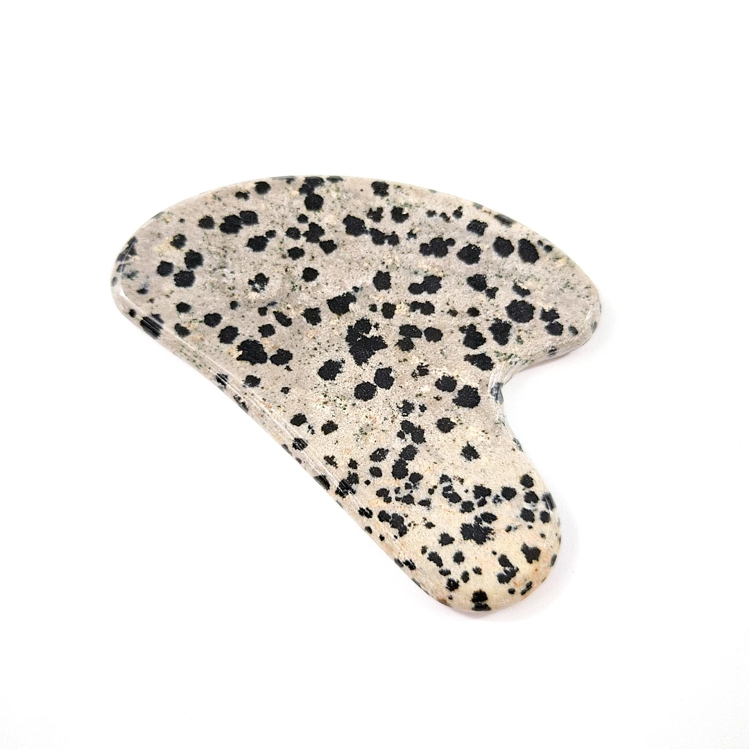 

Huiying Best Selling Double Head dalmatian Jasper Customized Facial Massage heart gua sha