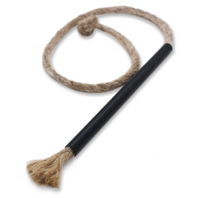 

2 Feet Paraffin Wax Infused Hemp Tinder Wick Fire Starter Rope with Black Aluminum Bellows