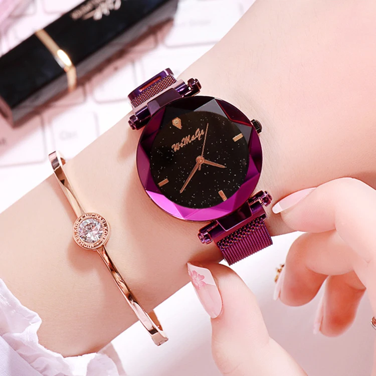 

Women Watch Mesh Magnetic Starry Sky Female Clock Quartz Ladies Wrist Watch Gift Montre Femme