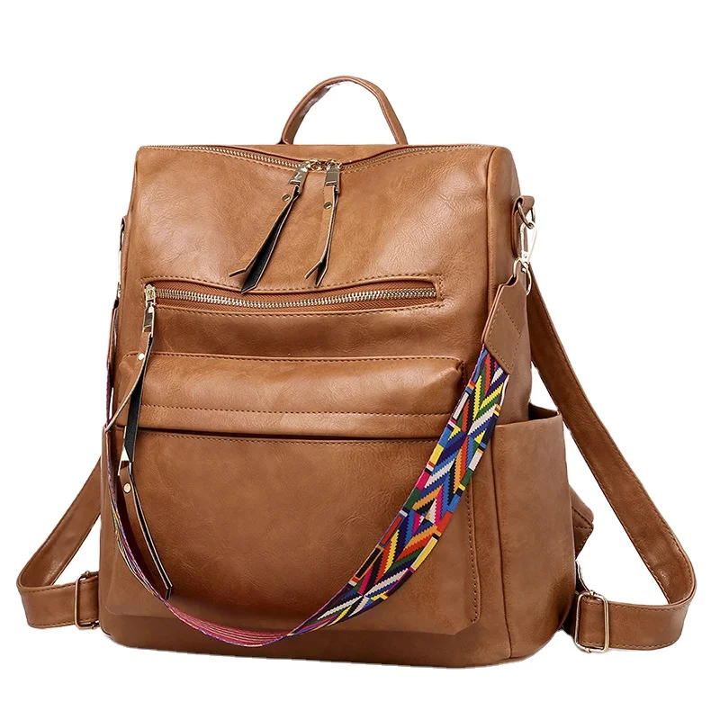 

High Quality Vintage Pu Leather Backpack Multifunctional Women Bag