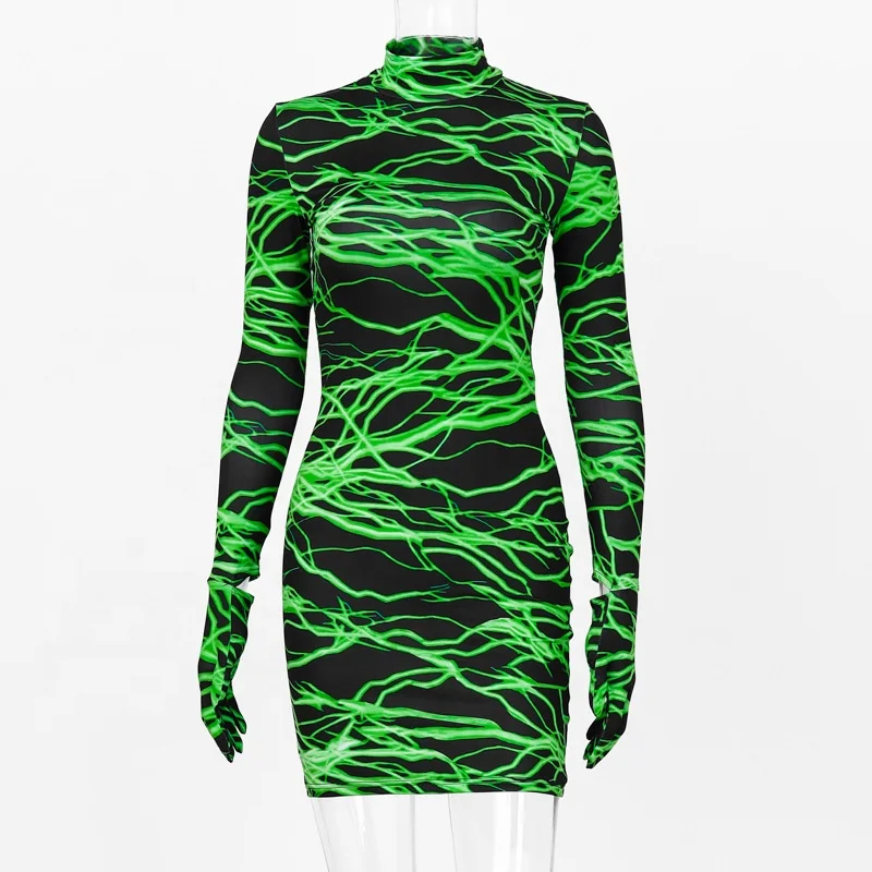 

High quality short outfits ladies club clothing long sleeve dress women