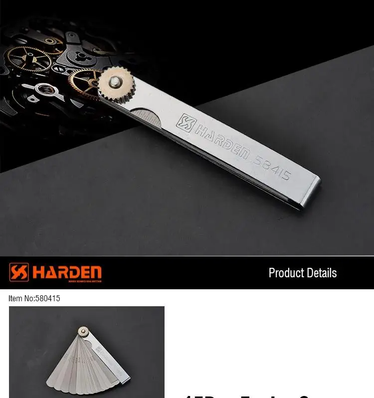 Harden Professional Custom 15pcs 65Mn Metal Feeler Gauge Set