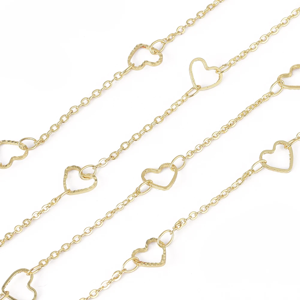 

PandaHall Brass Real Gold Long-Lasting Plated Heart Link Cable Chains