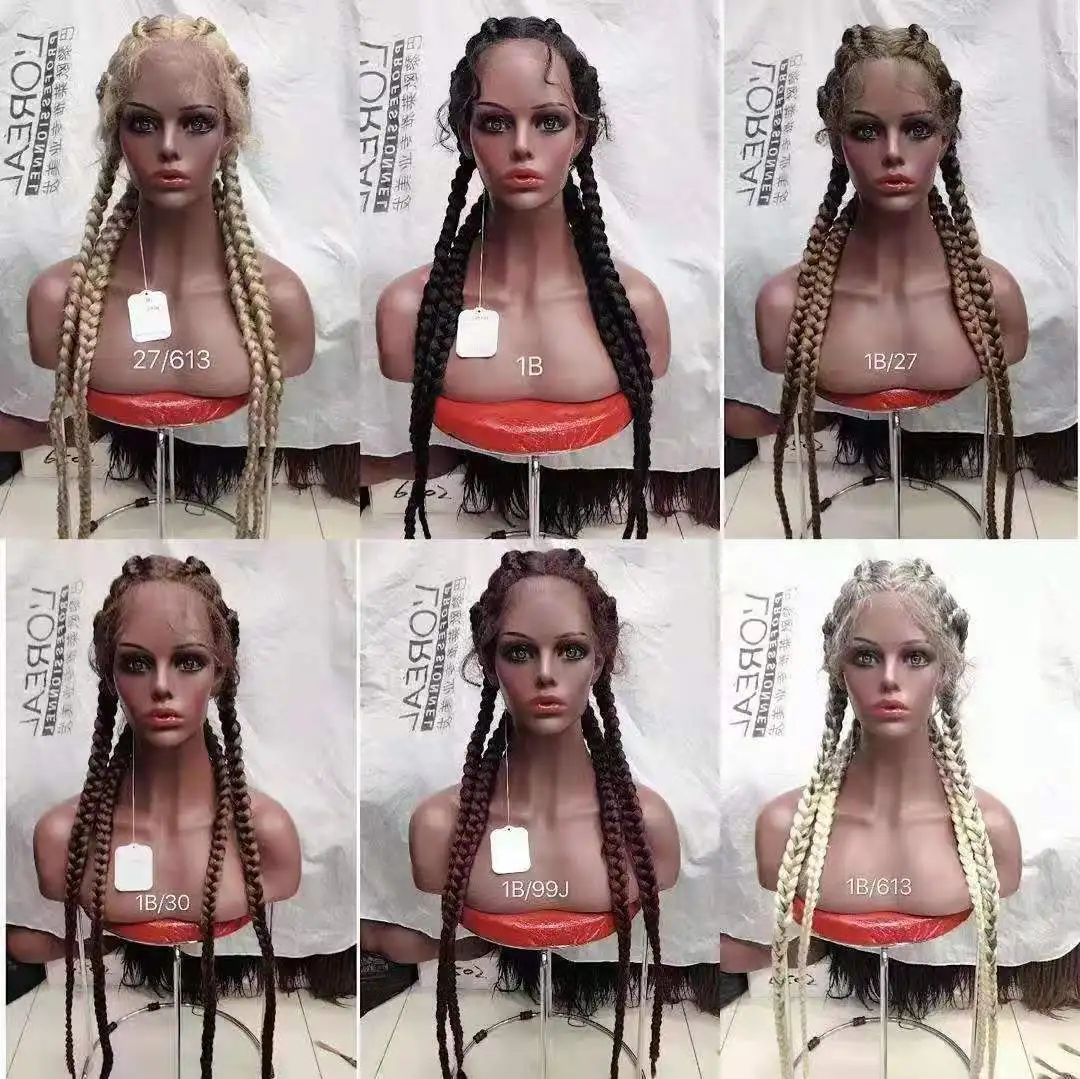 

Factory Direct Sell New Trend Girls Synthetic Lace Braiding Hair 4 Braids Wigs For Black Women, 6 colors or customize