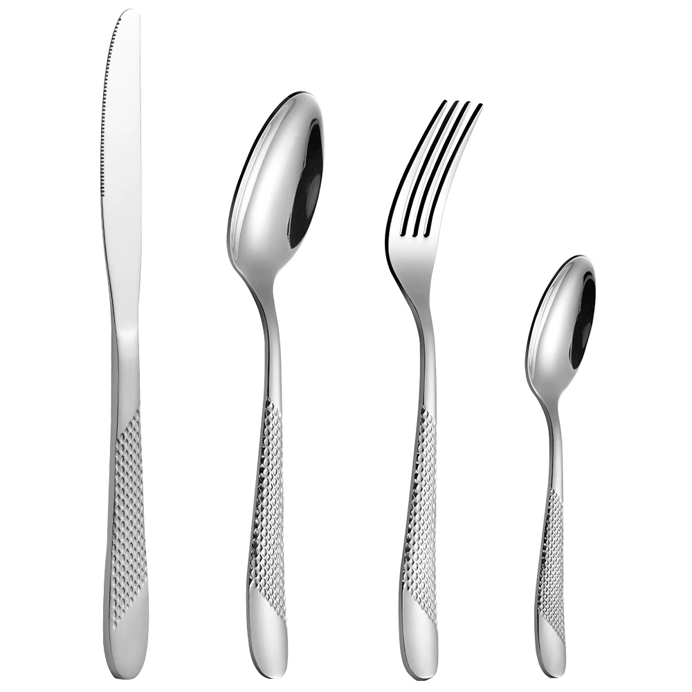 

High Quality Modern Bulk Stainless Steel silverware Gold-plated handle Knives Forks And Spoons Flatware Sets