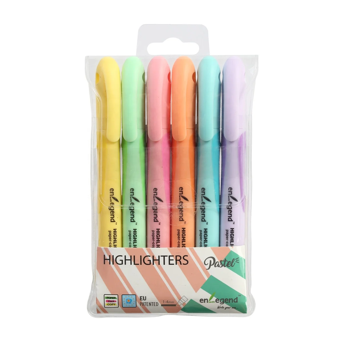 

6pcs pastel bi color pen highlighter marker with PVC wallet