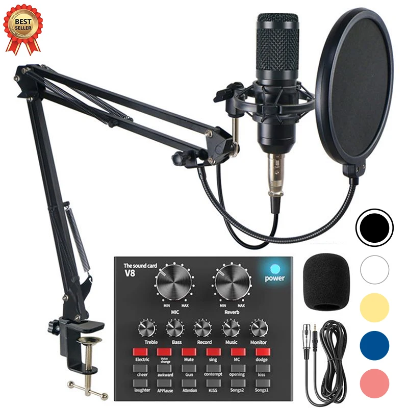Professional BM-800 Microfono USB Studio Recording Condenser Microphone With V8 Sound Card for Gaming Youtube live streaming