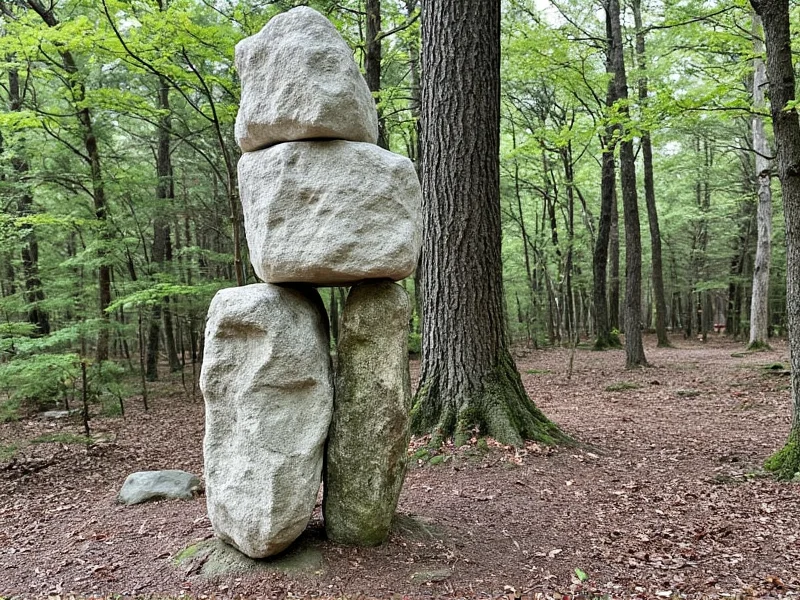 Balanced stone sculpture created at campsite