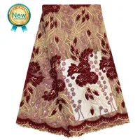 

Bestway New Design Embroidered Wholesale French Sequins Lace Fabrics With Stones