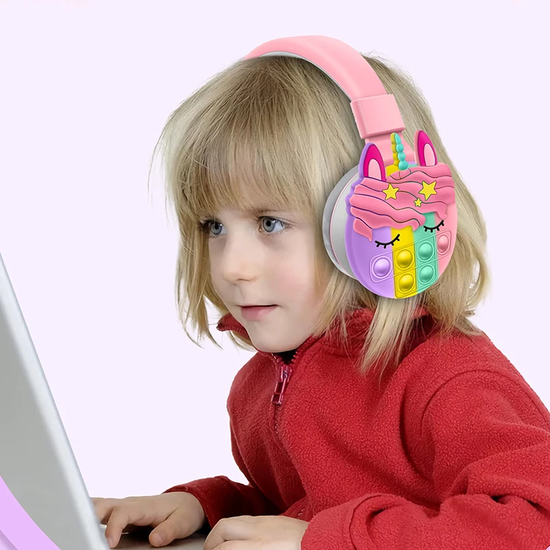 

Colorful Stereo On-Ear Headphone for girls with Pop Bubbles kids children headphones cartoon with fm Wireless headphones