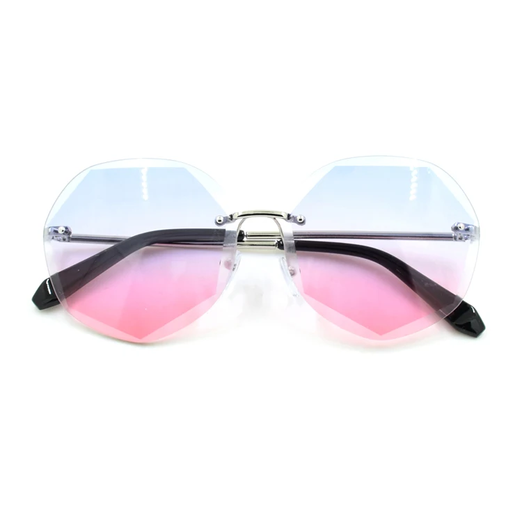 

2022 new arrivals LOW MOQ fashion women rimless Heptagon shades trendy sunglasses sun glasses, Mix color