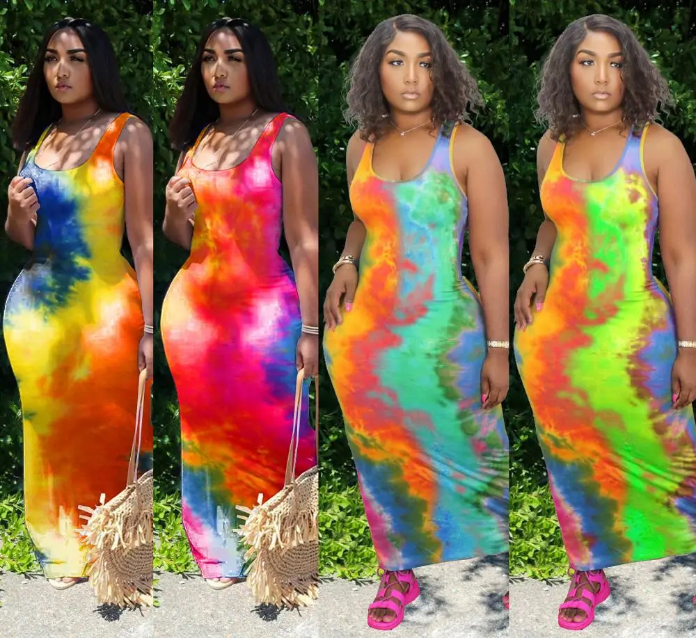 

2021 Wholesale latest best selling design summer woman tie-dye loose dress women casual