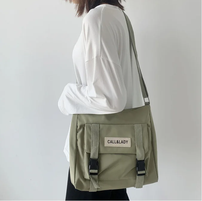 

Fashion Classic Simple Messenger Bag Women's South Korea Chic Postman Bag Lady Student Nylon Waterproof Canvas Schoolbag, Customized color