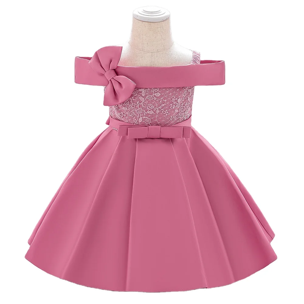 

Summer Newest Suspender Ball Gown Applique Boutique Baby Girls Party Wear Dress Designs With Shoulder Bow