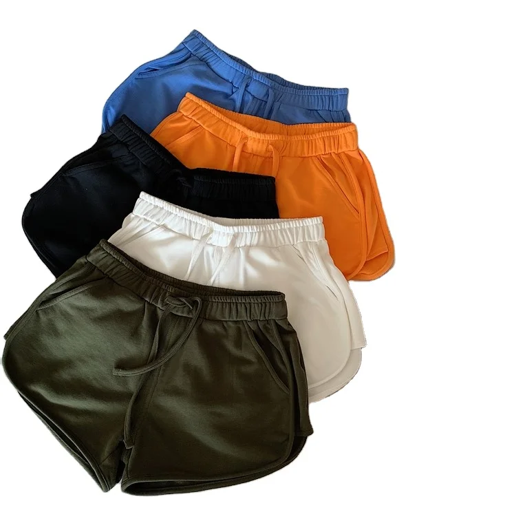 

Wholesale biker shorts women sport active wear elastic drawstring workout pants gym clothes sexy hot snack shorts with pocket, 5 colors